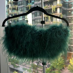 Green feather crop top